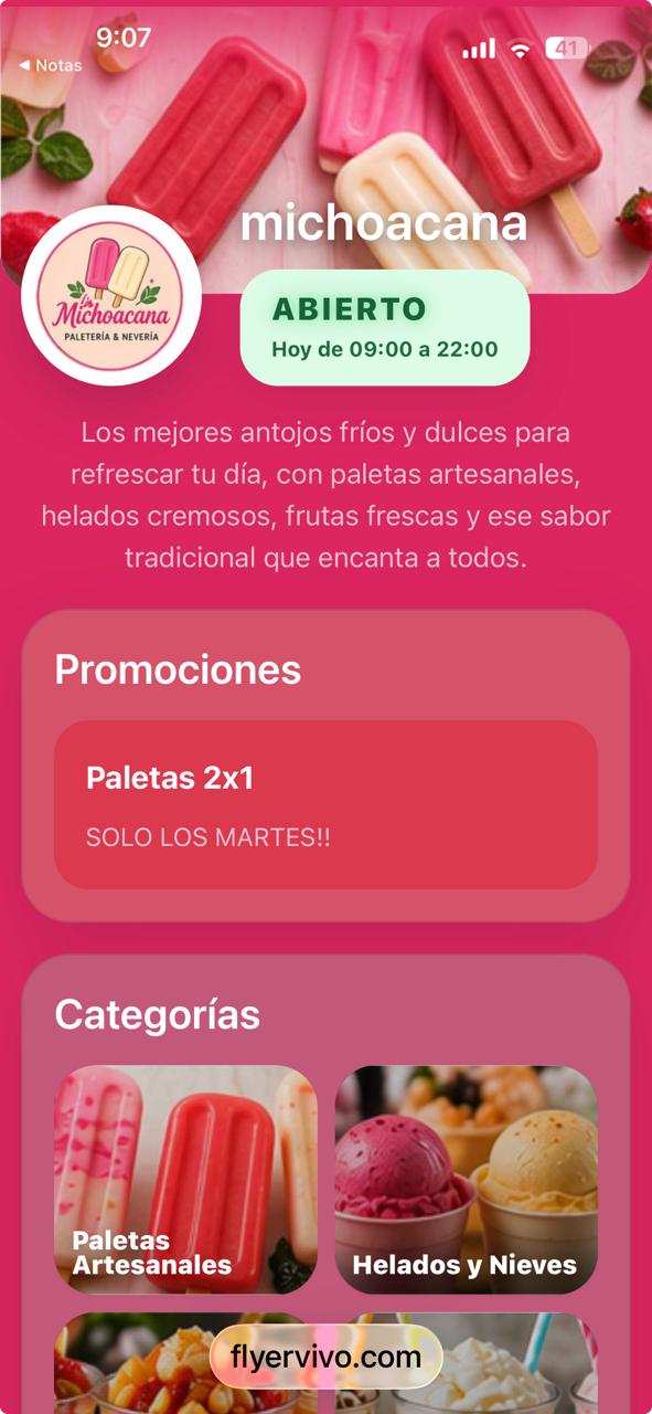 Menú digital para negocio de alimentos