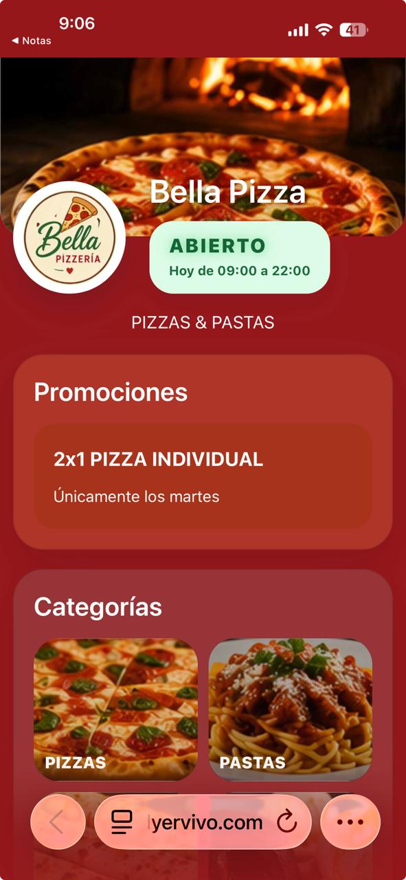 Menú digital FlyerVivo